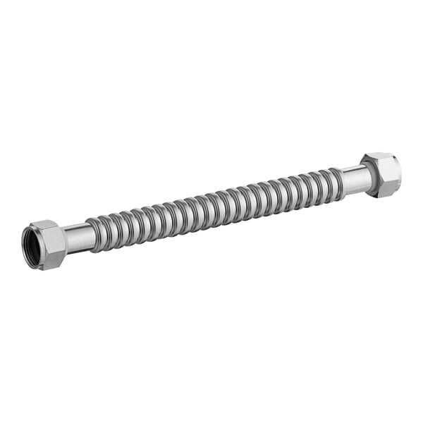 A stainless steel Easyflex water heater connector with threaded ends.