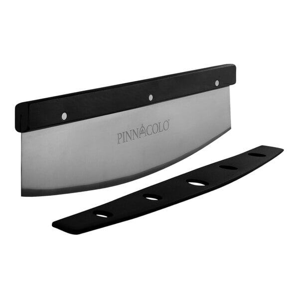 A Pinnacolo rocking pizza cutter with a black handle.