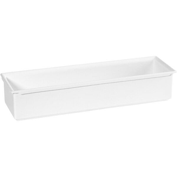 A white rectangular aluminum food pan with a white background.