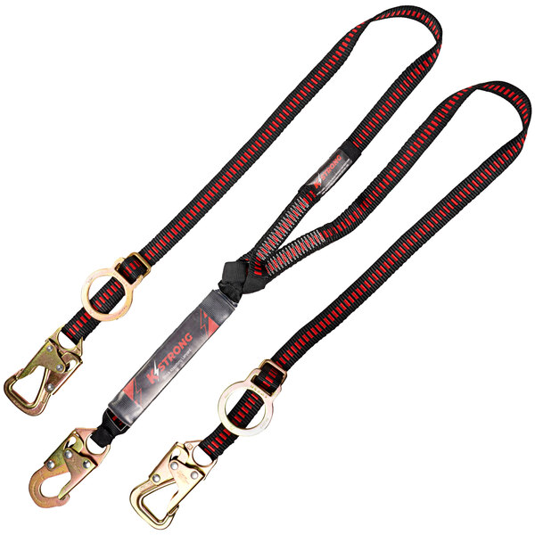 Two KStrong 6' fall protection lanyards with metal hooks.