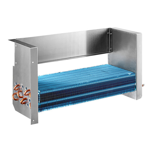 An Avantco evaporator coil with blue wire.