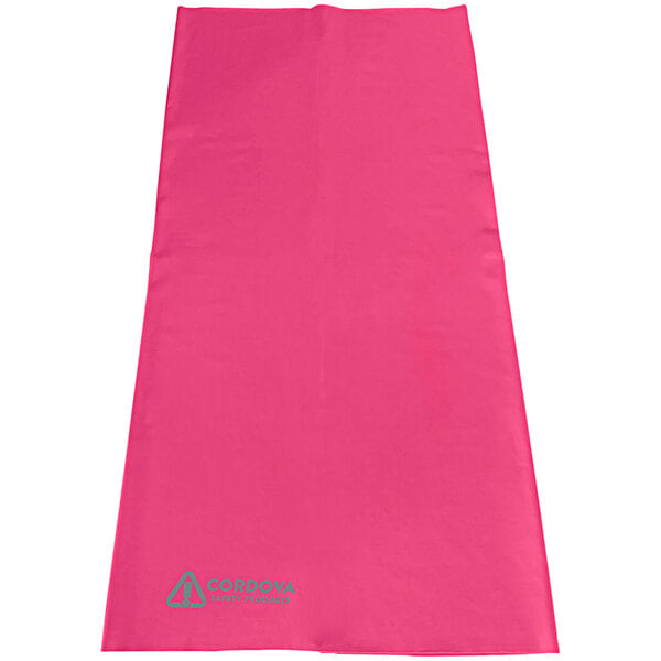 A pink cloth with a Cordova Cold Snap logo on it.