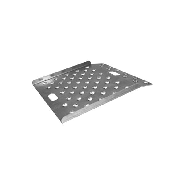 A metal plate with holes in it.