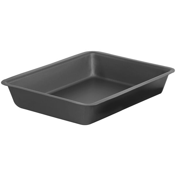 A black rectangular LloydPans Detroit-style pizza pan with a pre-seasoned finish.