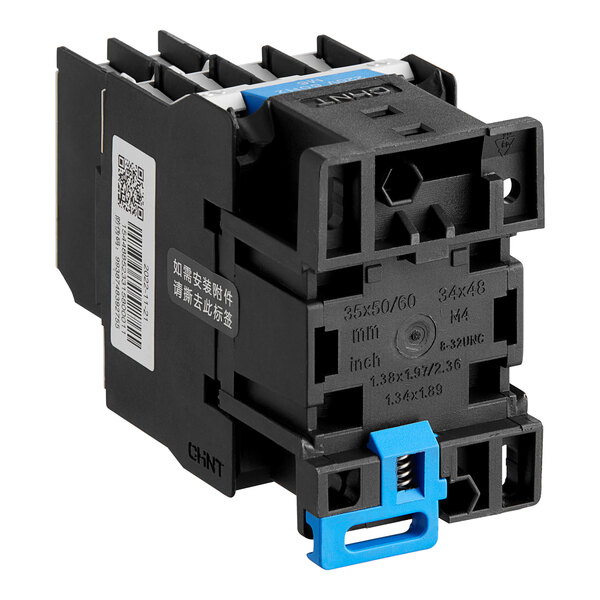 An Estella AC contactor with blue and black connectors.