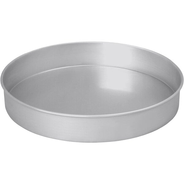 A round silver LloydPans cake pan.