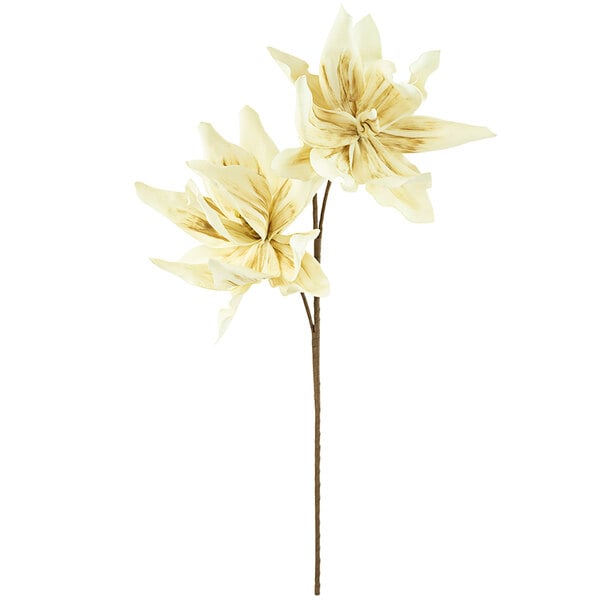 A white Kalalou artificial floral stem with two white paper flowers.