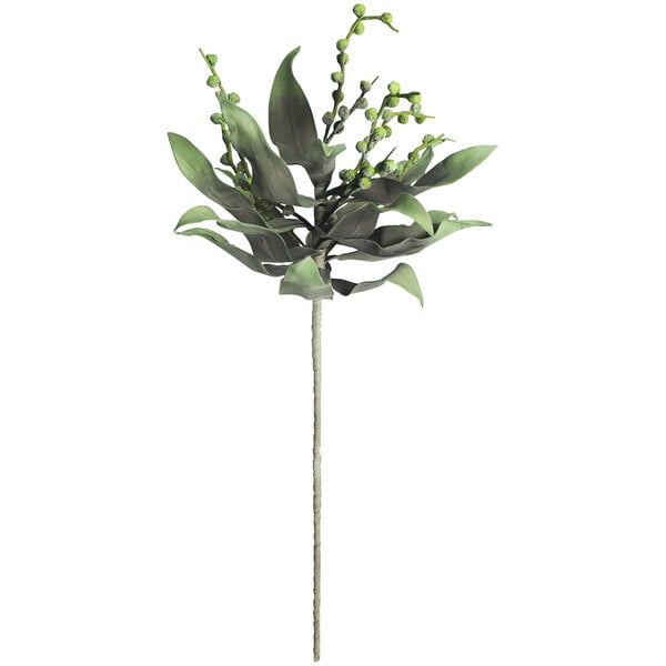 Kalalou artificial green leaf and berry greenery stems on a white background.