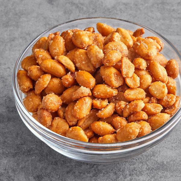 A bowl of Jumbo Honey Roasted Peanuts.