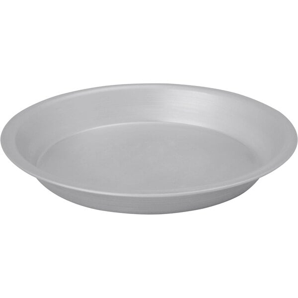 A LloydPans aluminum pie pan with a silver finish on a white background.