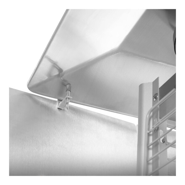 A stainless steel pyramid-shaped heat reflector for patio heaters.