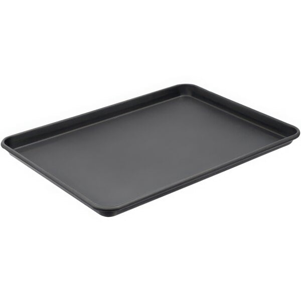 A black rectangular LloydPans bun/sheet pan with a Dura-Kote finish.