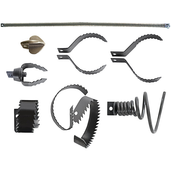 A group of metal General Pipe Cleaners for cutting with holes on a white background.