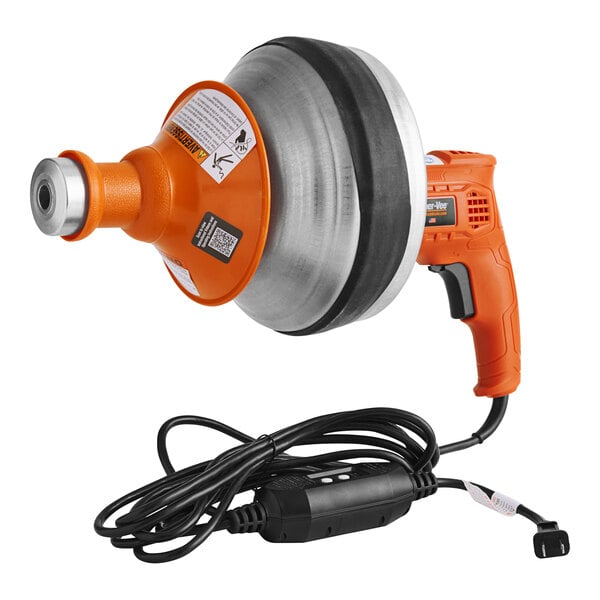 A General Pipe Cleaners Super-Vee drain cleaning machine with a cord.