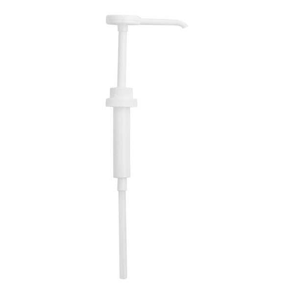 A white plastic pump for Smartfruit bottles with a white cap.