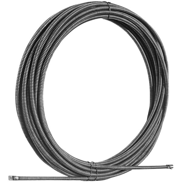 A coiled black General Pipe Cleaners Flexicore cable with male and female connectors.