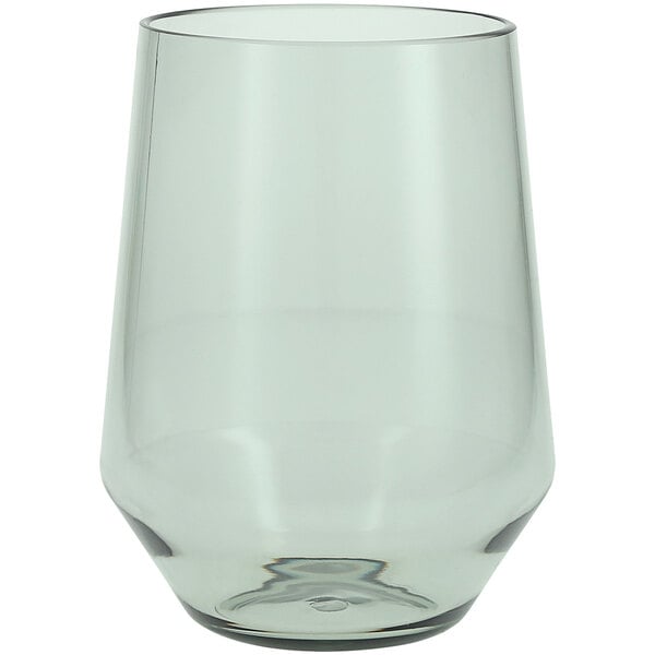 A Fortessa Sole sage plastic stemless wine glass.