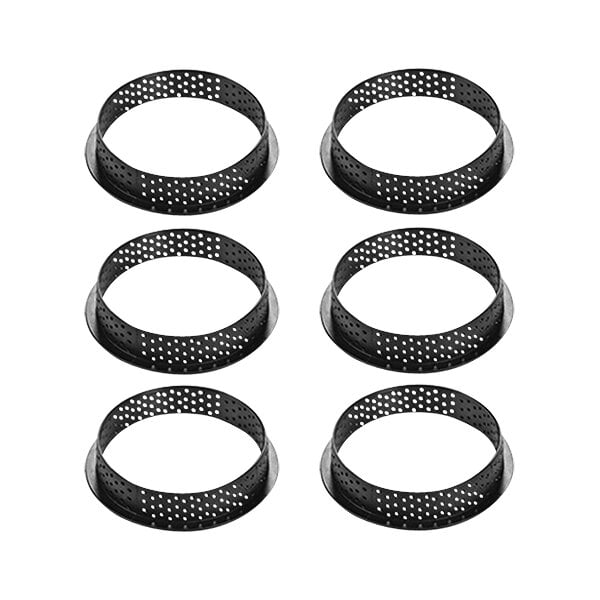 A group of black Silikomart silicone mesh rings.