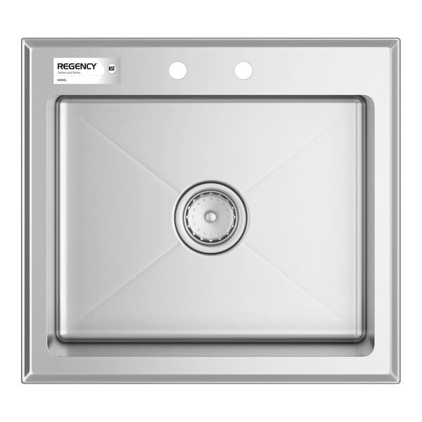 Regency 20" x 16" x 8" 16 Gauge Stainless Steel One Compartment Drop-In Sink