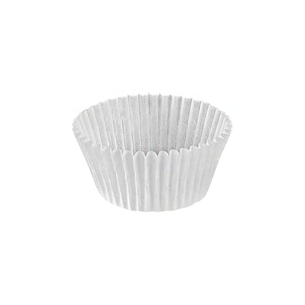 A white Novacart fluted baking cup.