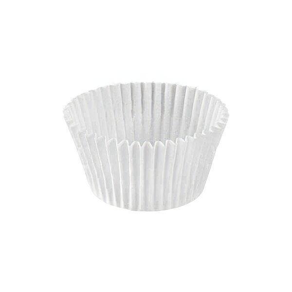 A close-up of a white Novacart fluted cupcake wrapper.