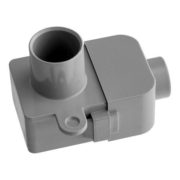 An Avantco grey plastic air balance valve with a hole in it.