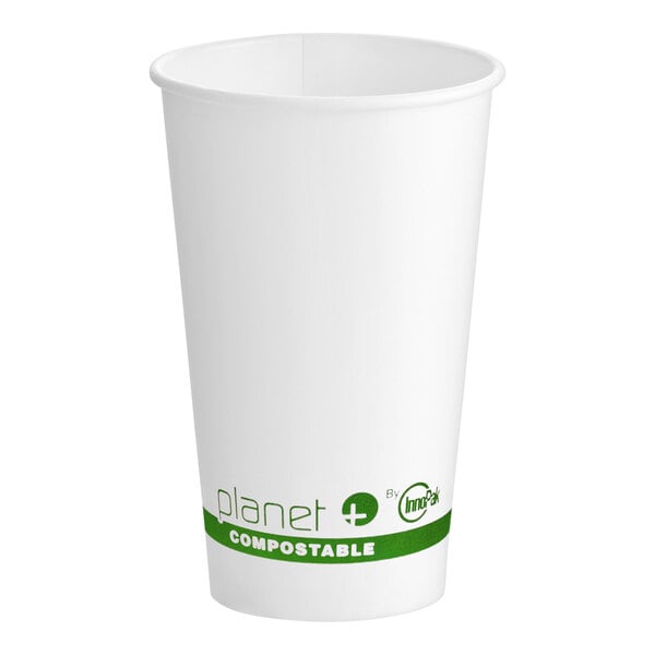 Stalk Market Planet+ 16 oz. PLA-Coated White Compostable Paper Hot Cup - 1,000/Case