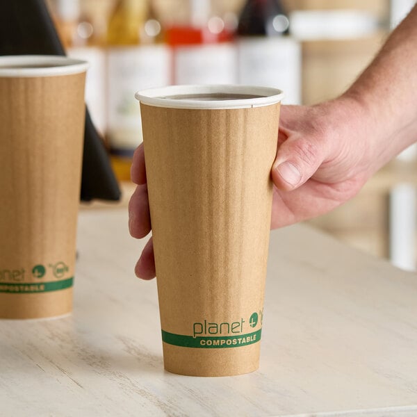 Stalk Market Planet+ 20 oz. PLA-Coated Kraft Compostable Double Wall Paper Hot Cup - 600/Case