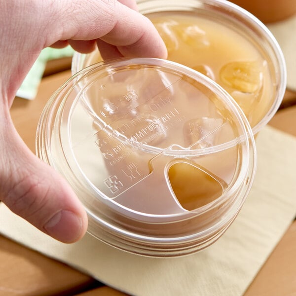 Stalk Market Planet+ PLA-SPL 9, 12, 16, 20 & 24 oz. PLA Plastic Compostable Cold Cup Sip Lid - 1,000/Case