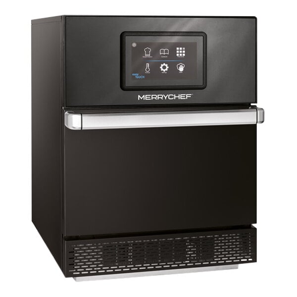 A Merrychef conneX16 high-speed oven in a black finish with a digital screen.
