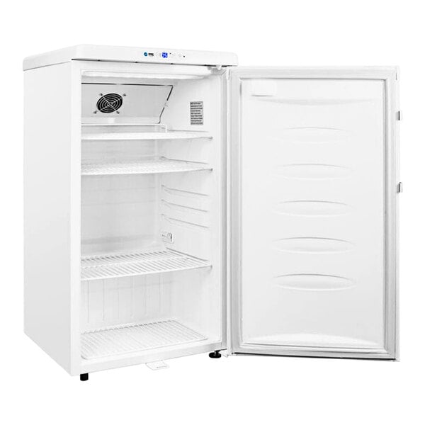 A white Danby medical refrigerator with its door open.