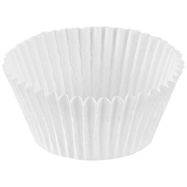 A close-up of a white Novacart fluted baking cup.