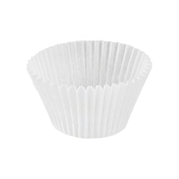 A white Novacart fluted baking cup.