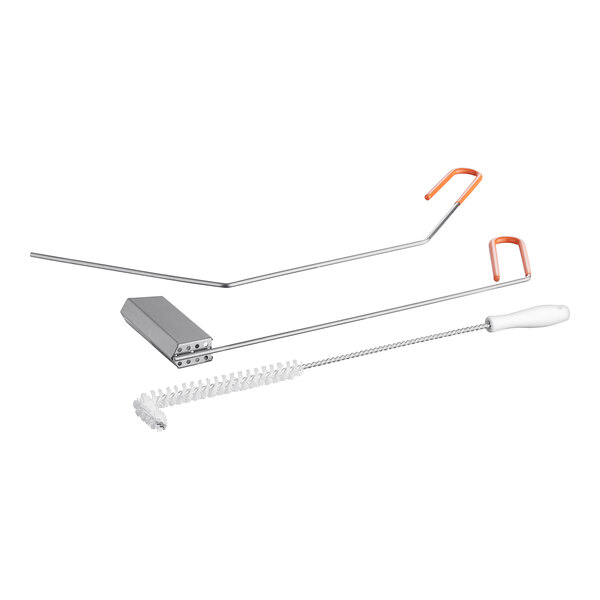 A Fryclone 3-piece cleaning kit for commercial deep fryers with white handles.