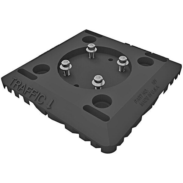 An Impact Recovery Systems black square fixed surface mount base with screws.