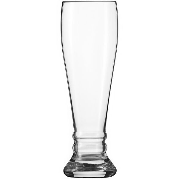 A clear Schott Zwiesel Beer Basic Bavaria Pilsner glass with a base.