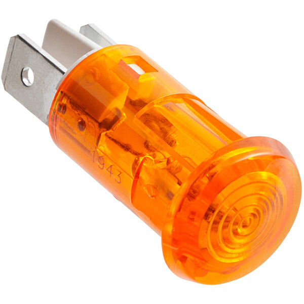 An orange and silver Main Street Equipment Working Indicator Light with a metal clip.