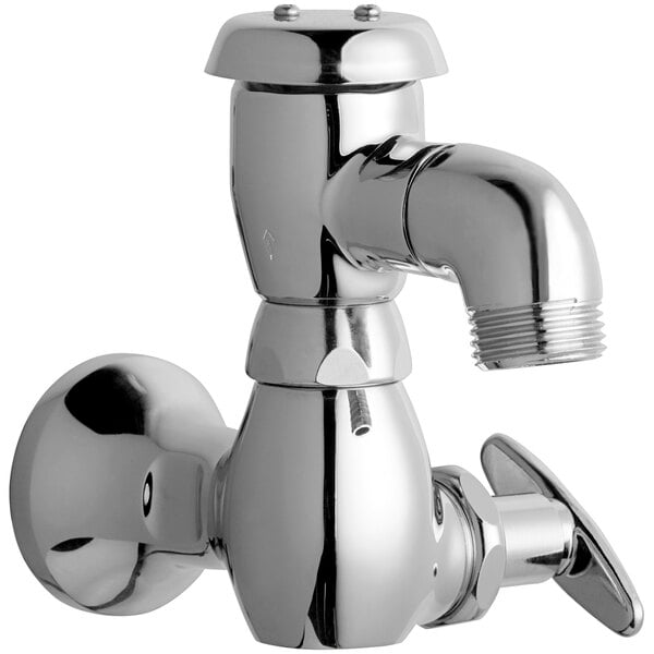 A Chicago Faucets inside sill fitting with polished chrome finish.