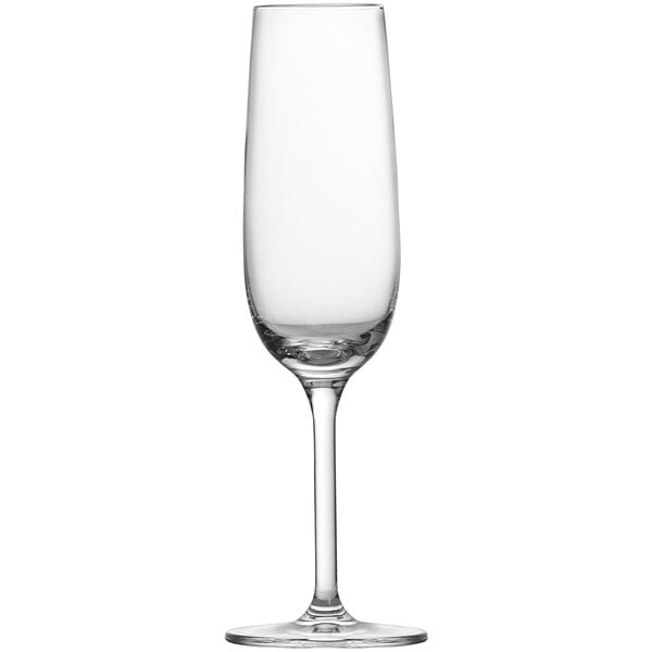 A Schott Zwiesel clear wine flute with a long stem.