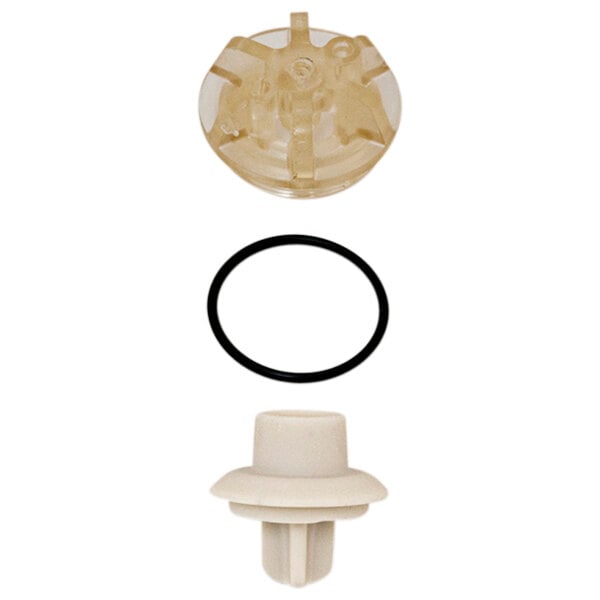 A white and black Chicago Faucets vacuum breaker with rubber seal.