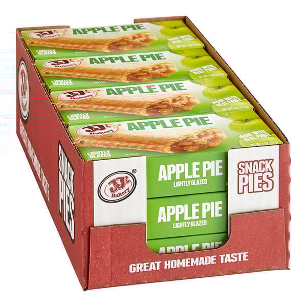 A box of JJ's Bakery Apple Pie Turnovers.