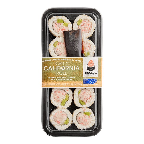 A package of Moji Classic California sushi rolls.