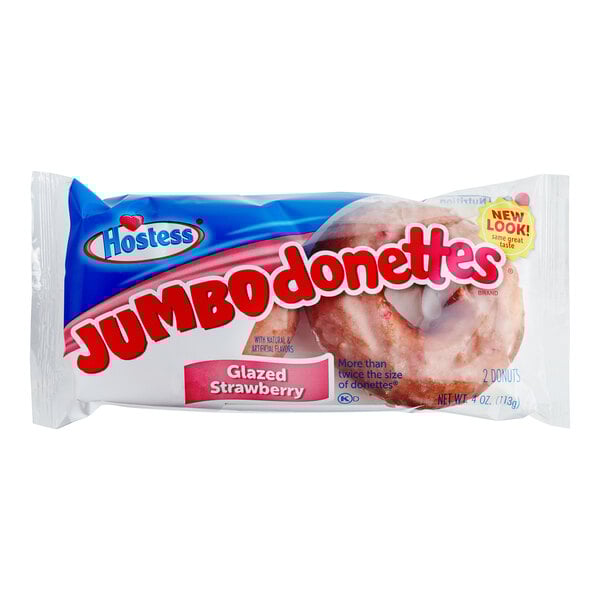 A bag of Hostess Jumbo Donettes with strawberry glaze.