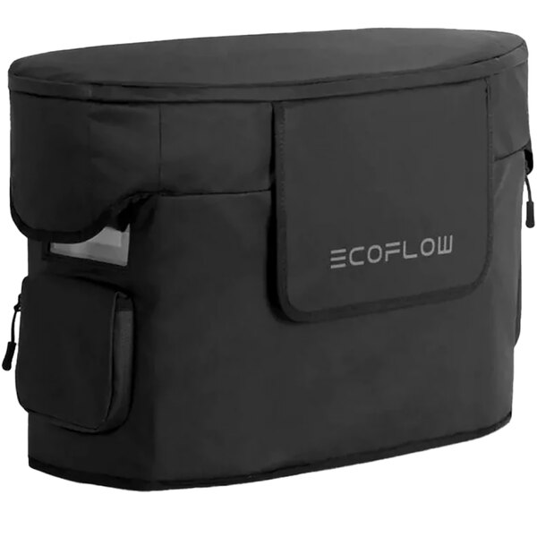 An EcoFlow DELTA Max waterproof travel bag with a black handle and logo.