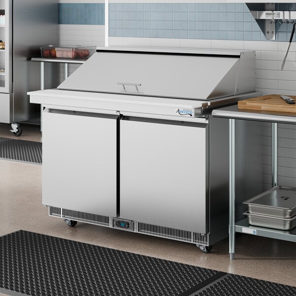 Avantco ZPT-48-FB-M-HC 48" VersaHub WiFi-Enabled 2 Door Front Breathing Mega Top Refrigerated Sandwich Prep Table