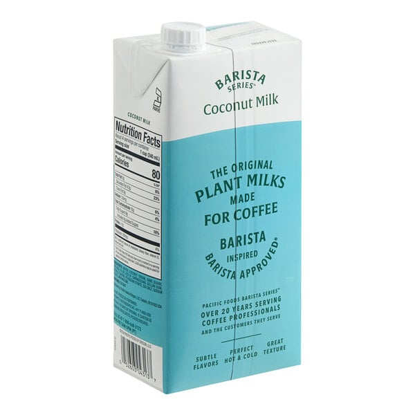 A 32 fl. oz. carton of Pacific Foods Barista Series Coconut Milk.