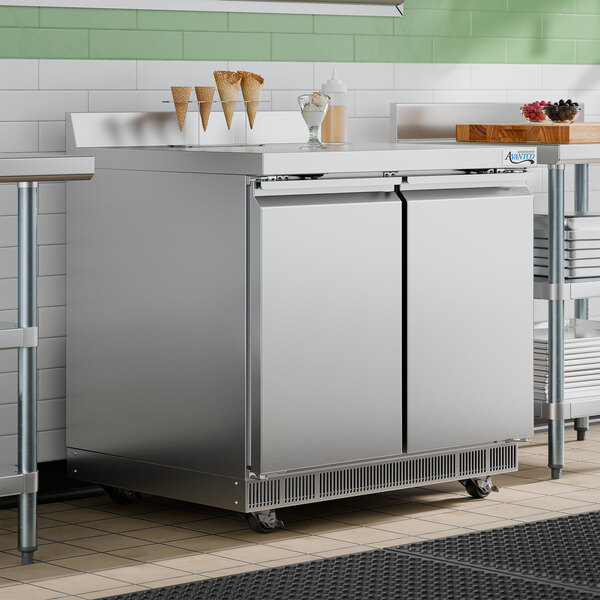 Avantco ZWT-36F-WMS 36" VersaHub WiFi-Enabled Front Breathing Worktop Freezer with 3 1/2" Backsplash