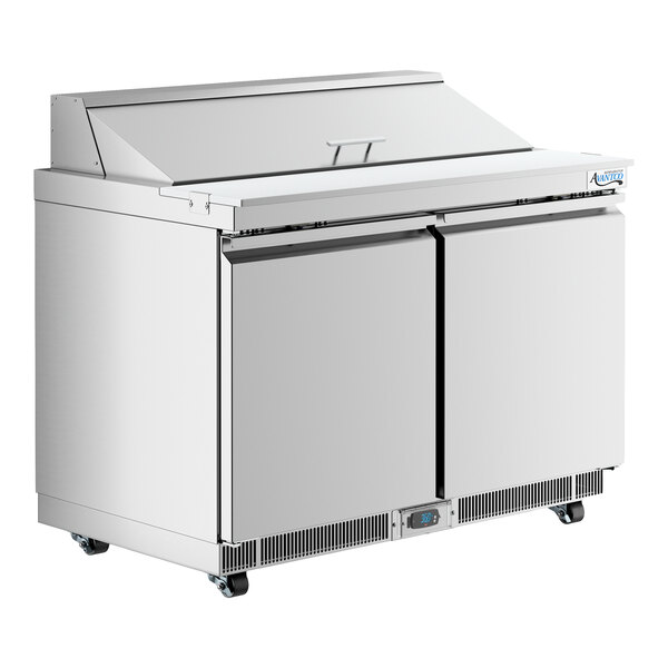 Avantco ZPT-48-FB-WMS 48" VersaHub WiFi-Enabled 2 Door Front Breathing Cutting Top Refrigerated Sandwich Prep Table