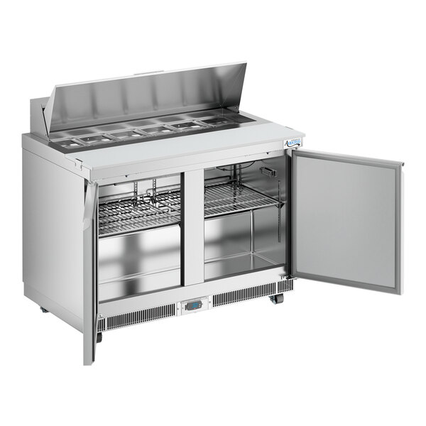 Avantco ZPT-48-FB-WMS 48" VersaHub WiFi-Enabled 2 Door Front Breathing Cutting Top Refrigerated Sandwich Prep Table