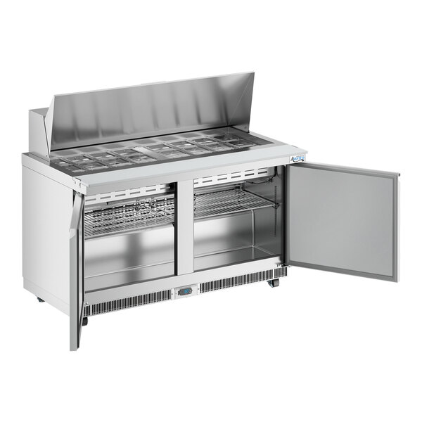 Avantco ZPT-60-FB-M-WMS 60" VersaHub WiFi-Enabled 2 Door Front Breathing Mega Top Refrigerated Sandwich Prep Table